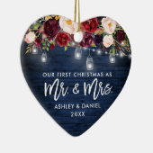 ブルゴーニュ素朴ーフローラジャー灯クリスマスブルー セラミックオーナメント (右)