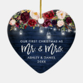 ブルゴーニュ素朴ーフローラジャー灯クリスマスブルー セラミックオーナメント (裏面)