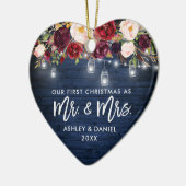 ブルゴーニュ素朴ーフローラジャー灯クリスマスブルー セラミックオーナメント (左)