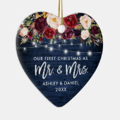 ブルゴーニュ素朴ーフローラライト初めてのクリスマスブルー セラミックオーナメント (右)