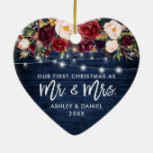 ブルゴーニュ素朴ーフローラライト初めてのクリスマスブルー セラミックオーナメント (裏面)