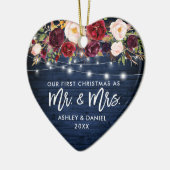 ブルゴーニュ素朴ーフローラライト初めてのクリスマスブルー セラミックオーナメント (左)