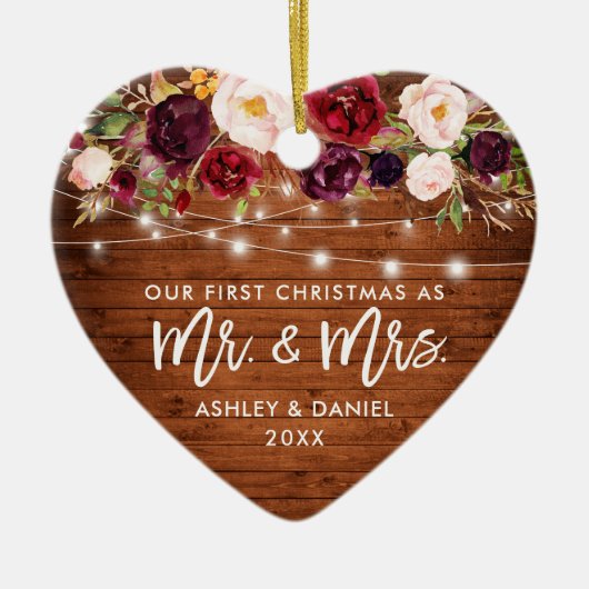 ブルゴーニュ素朴ーフローラライト初めてのクリスマス セラミックオーナメント (正面)