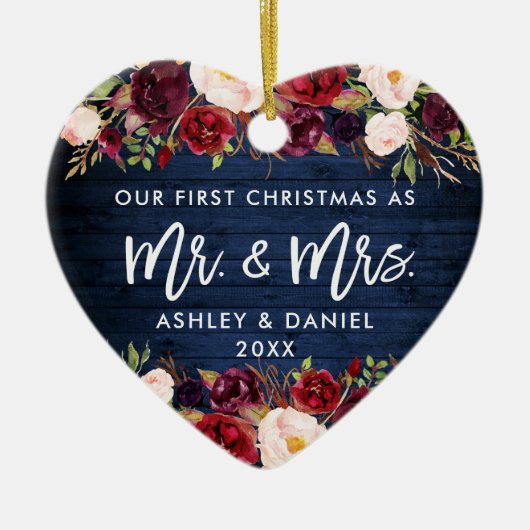 ブルゴーニュ素朴ーフローラ初めてのクリスマスブルー セラミックオーナメント