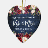 ブルゴーニュ素朴ーフローラ初めてのクリスマスブルー セラミックオーナメント