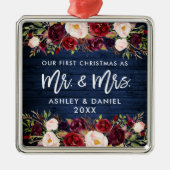 ブルゴーニュ素朴ーフローラ初めてのクリスマスブルー メタルオーナメント (正面)