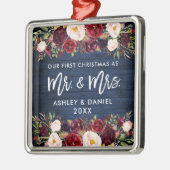 ブルゴーニュ素朴ーフローラ初めてのクリスマスブルー メタルオーナメント (左)