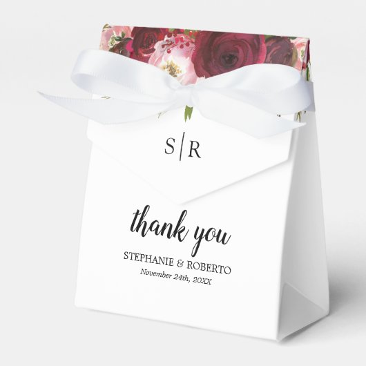 ブルゴーニュ素朴ーフローラ結婚式の引き出物箱 フェイバーボックス (正面サイド)