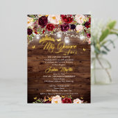 ブルゴーニュ素朴ーフローラ蝶キンセアニェラ 箔招待状 (立ち正面)