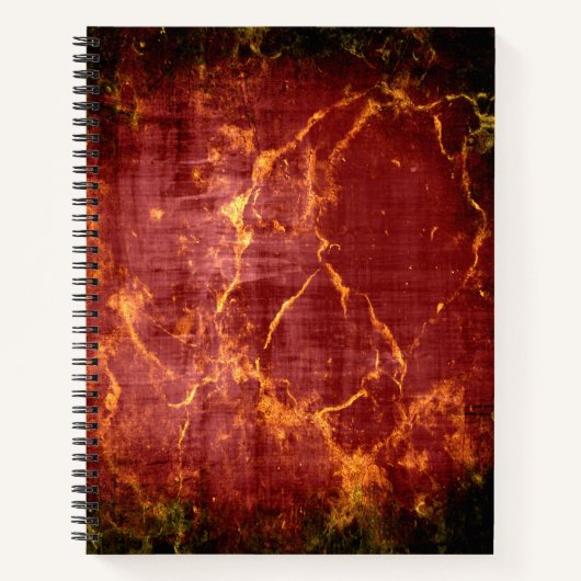 ブルゴーニュ素朴ーブラック&金ゴールド大理石 ノートブック (正面)