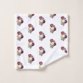 ブルゴーニュ素朴ーホワイトブルーフラワーブーケフローラ バスタオルセット (ウォッシュタオル)