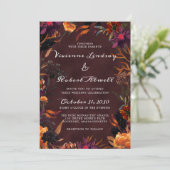 ブルゴーニュ素朴ーレッドオレンジパープル秋フローラ 招待状 (スタンド正面)