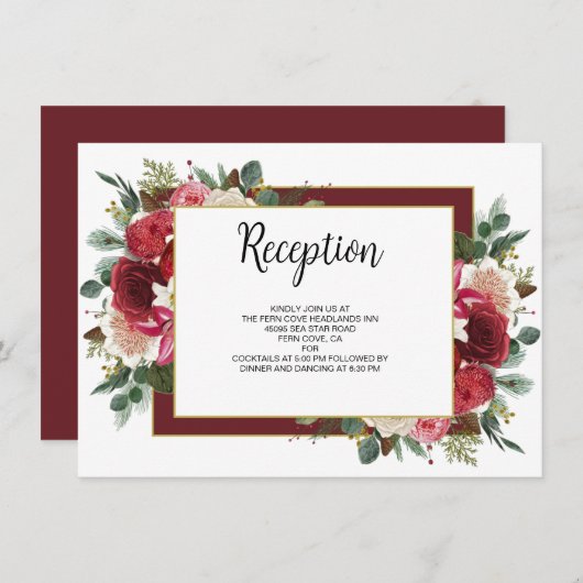 ブルゴーニュ素朴ー冬フローラ結婚披露宴 エンクロージャーカード (正面/裏面)