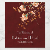 ブルゴーニュ素朴ー焦げオレンジフローラ秋の結婚式 ワインラベル (シングルラベル)