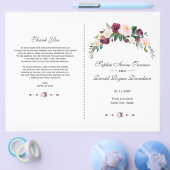 ブルゴーニュ素朴ー赤面ピンクフローラ結婚式 プログラム チラシ (シングル)