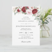 ブルゴーニュ素朴ー赤面ピンク牡丹フローラ結婚ズ 招待状 (スタンド正面)