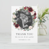 ブルゴーニュ素朴ー赤面ピンク結婚フローラの写真 サンキューカード (スタンド正面)