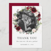 ブルゴーニュ素朴ー赤面ピンク結婚フローラの写真 サンキューカード (正面/裏面)