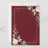 ブルゴーニュ素朴ー赤面ピンク金ゴールド結婚フローラ 招待状 (裏面)