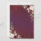 ブルゴーニュ素朴ー赤面ピンク金ゴールド結婚フローラ 招待状 (裏面)