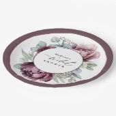 ブルゴーニュ素朴ー&プラムフローラブライダルシャワー ペーパープレート (アングル)