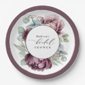 ブルゴーニュ素朴ー&プラムフローラブライダルシャワー ペーパープレート (正面)