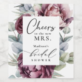 ブルゴーニュ素朴ー&プラムフローラブライダルシャワー ワインラベル (シングルラベル)