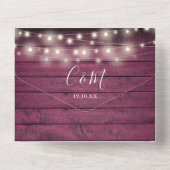 ブルゴーニュ素朴ーQRコードMason Jars Lights 結婚's オールインワン招待状 (裏面)