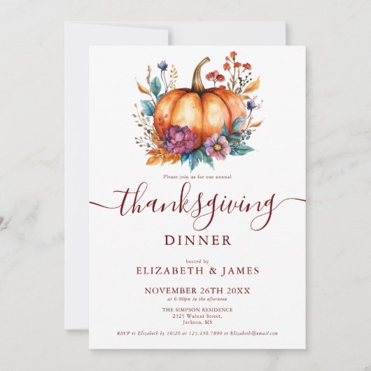 ブルゴーニュ素朴秋パンプキンサンクスギビングパーティー 招待状 (正面)