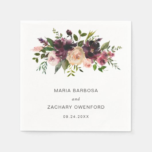 ブルゴーニュ素朴秋フローラエレガントな結婚式 スタンダードカクテルナプキン (正面)