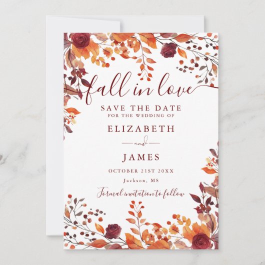 ブルゴーニュ素朴秋秋の写真結婚ズ セーブザデート (正面)