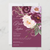 ブルゴーニュ素朴&ピンクペオニーブライダルルンチョン 招待状 (正面)