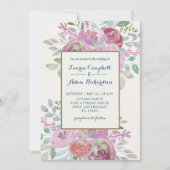 ブルゴーニュ素朴&赤面ピンクローズウォーター色 招待状 (正面)