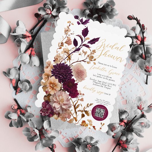 ブルゴーニュ素朴&赤面ワイルドフラワーブライダルシャワー