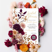 ブルゴーニュ素朴&赤面ワイルドフラワーブライダルシャワー 招待状