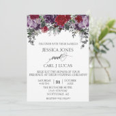 ブルゴーニュ紫の水彩フローラハロウィーンエキサイト 招待状 (スタンド正面)