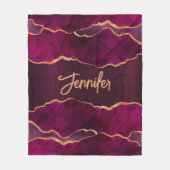 ブルゴーニュ紫の金ゴールドアゲート大理石名 フリースブランケット (正面)