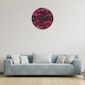 ブルゴーニュ紫の金ゴールドアゲート大理石名 ラウンド壁時計