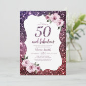 ブルゴーニュ紫グリッターフローラ50歳 招待状 (スタンド正面)