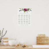 ブルゴーニュ紫フローラアルファベット座席表 ポスター (キッチン)