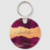 ブルゴーニュ紫金ゴールドアガート大理石バラ金ゴールド名 キーホルダー (裏面)