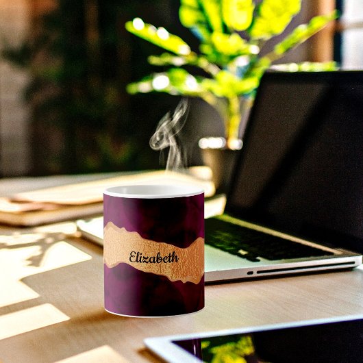 ブルゴーニュ紫金ゴールドアガート大理石バラ金ゴールド名 コーヒーマグカップ