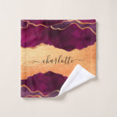 ブルゴーニュ紫金ゴールドアガート大理石バラ金ゴールド名 バスタオルセット (ウォッシュタオル)