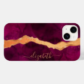 ブルゴーニュ紫金ゴールドアガート大理石バラ金ゴールド名 Case-Mate iPhoneケース (裏面 (横))