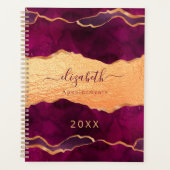 ブルゴーニュ紫金ゴールドアガート大理石バラ金ゴールド2023 プランナー手帳 (正面)