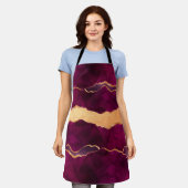 ブルゴーニュ紫金ゴールドアガート大理石バラ金ゴールド エプロン (着用した状態)