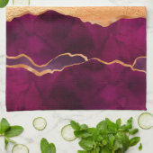 ブルゴーニュ紫金ゴールドアガート大理石バラ金ゴールド キッチンタオル (折り畳み)