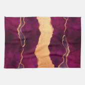 ブルゴーニュ紫金ゴールドアガート大理石バラ金ゴールド キッチンタオル (横)
