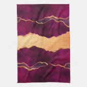 ブルゴーニュ紫金ゴールドアガート大理石バラ金ゴールド キッチンタオル (縦)