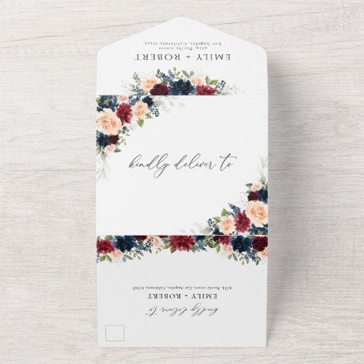 ブルゴーニュ結婚と海軍の全招待状 オールインワン招待状 (外側)